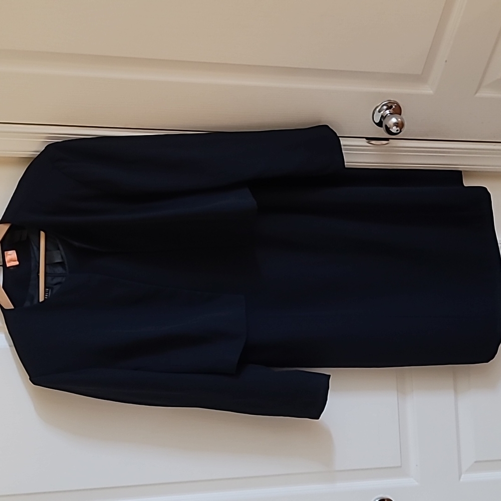 Elisabeth by Liz Claiborne navy blue dress w/ shrug, sz 16, EUC